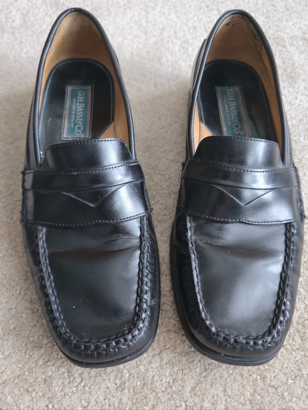 GH Bass & Co Men's Black Leather Weejuns Penny Loafer Slip-On Dress Shoes 8